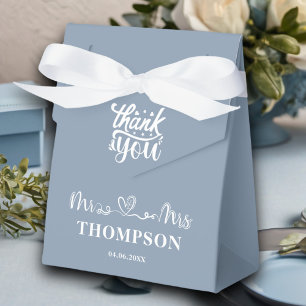 Mr and Mrs Elegant Simple   Dusty Blue Favor Box