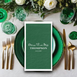 Mr and Mrs Elegant Simple   Emerald Green Napkin