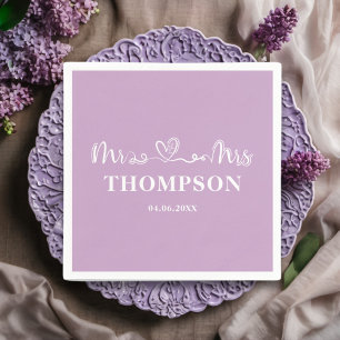 Mr and Mrs Elegant Simple   Lilac Purple Napkin