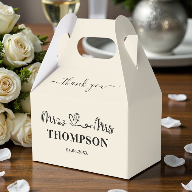 Mr and Mrs Elegant Simple | Natural White Favor Box (Creator Uploaded)