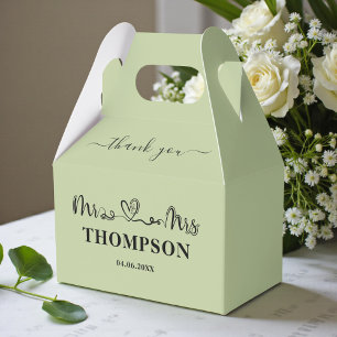 Mr and Mrs Elegant Simple   Sage Green Favor Box