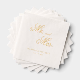 Mr. and Mrs. Elegant Wedding Foil Napkins