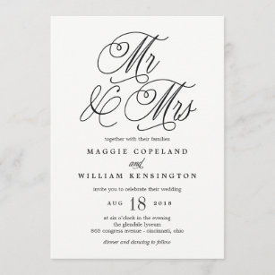 Mr and Mrs Elegant Wedding Invitation