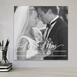 Mr. and Mrs. Elegant Wedding Photo Personalized Faux Canvas Print<br><div class="desc">elegant Mr. and Mrs. Calligraphy personalized with photo and name. A simple newly wed wedding keepsake you will cherish for many years.</div>