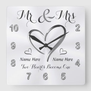 Mr and Mrs Engagement Gifts, Custom Wedding Clock