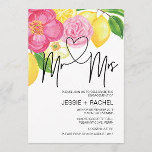 Mr And Mrs Engagement Party Summer Floral Invitation