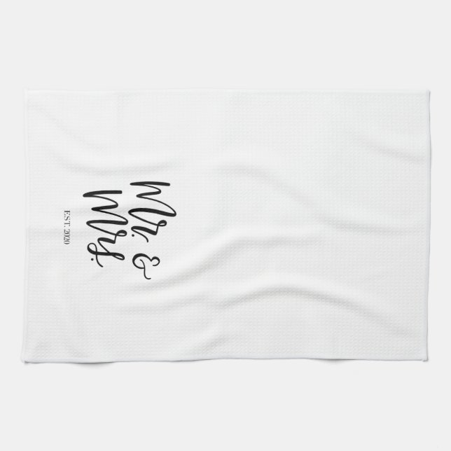Mr. and Mrs. est. 2020 Kitchen Towel (Horizontal)