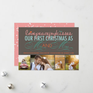 Mr And Mrs First Christmas Photo Collage Wedding Holiday Card