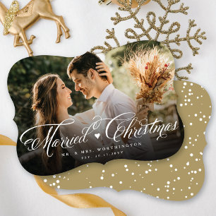 Mr And Mrs First Married Christmas Photo Wedding Holiday Card