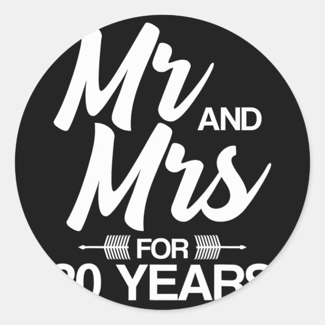 Mr. And Mrs. For 20 Years 20th Wedding Anniversary Classic Round Sticker (Front)