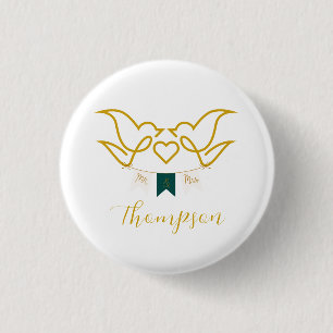 Mr and Mrs For Newly Weds Just Married Love Birds 1 Inch Round Button