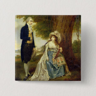 Mr and Mrs Fraser, c.1785-90 (oil on canvas) 2 Inch Square Button
