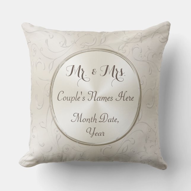 Mr and Mrs Gift Ideas, Personalized Wedding Pillow (Front)