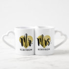 Mr and Mrs Gold Heart Script Monogram