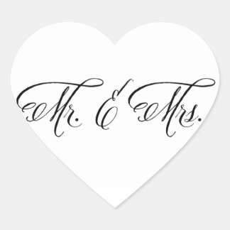 Mr. and Mrs. heart label sticker