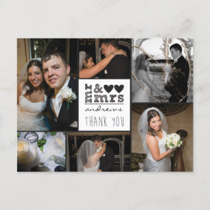 Mr and Mrs Hearts Thank You Photo Card