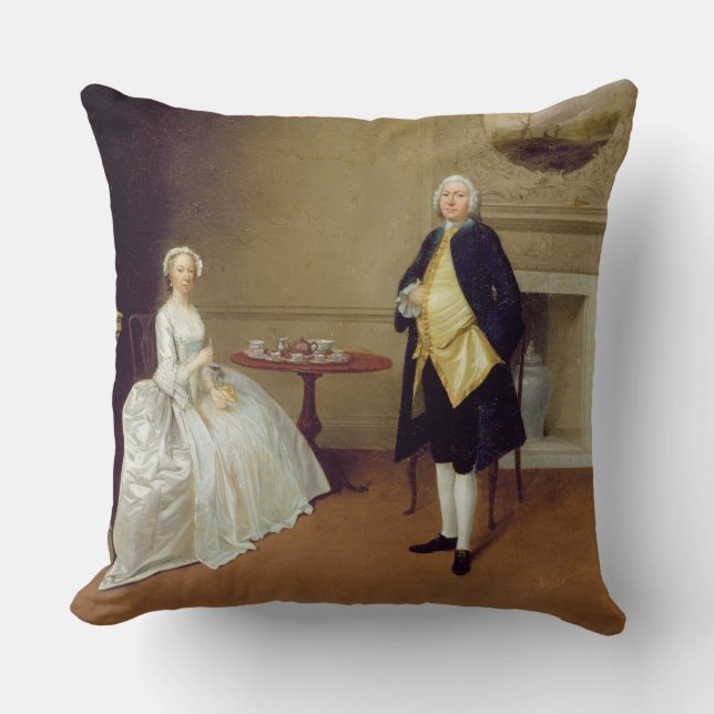 Mr and Mrs Hill, c.1750-51 (oil on canvas) Throw Pillow (Front)