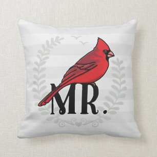 Mr and Mrs His and Hers Mr. Cardinal Throw Pillow