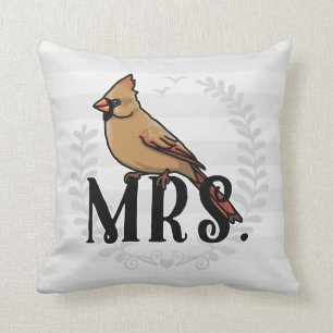 Mr and Mrs His and Hers Mrs. Cardinal Throw Pillow