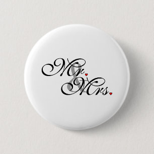 Mr. and Mrs. Husband Wife His Her Newly Weds 2 Inch Round Button