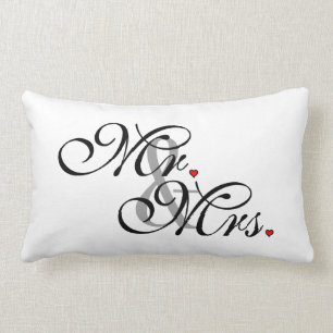 Mr. and Mrs. Husband Wife His Her Newly Weds Lumbar Pillow