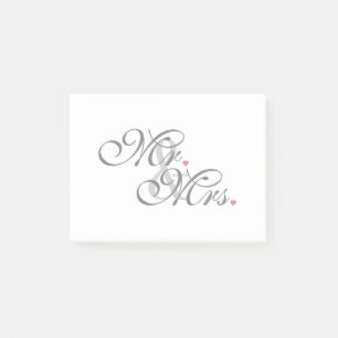 Mr. and Mrs. Husband Wife His Her Newly Weds Post-it Notes