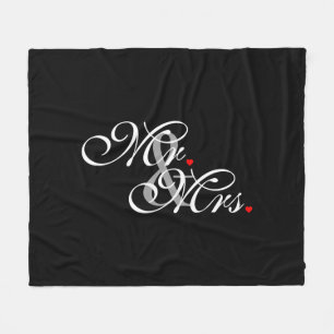 Mr. and Mrs. Husband Wife His Hers Newly Weds Fleece Blanket