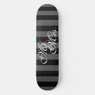 Mr. and Mrs. Husband Wife His Hers Newly Weds Skateboard