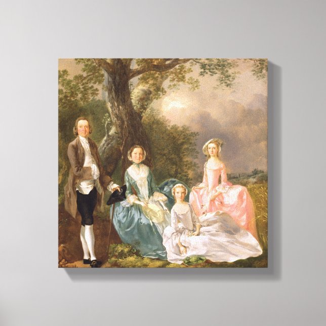 Mr and Mrs John Gravenor and their Daughters, Eliz Canvas Print (Front)