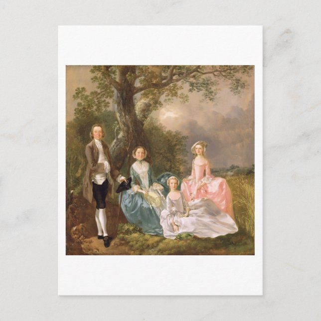 Mr and Mrs John Gravenor and their Daughters, Eliz Postcard (Front)