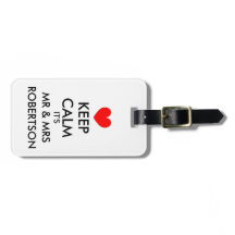 Mr and Mrs keep calm luggage tag for newly weds