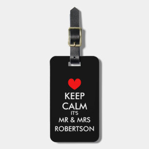 Mr and Mrs keep calm luggage tags for his and hers