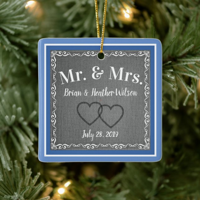 Mr. and Mrs. Keepsake Ceramic Ornament (Tree)