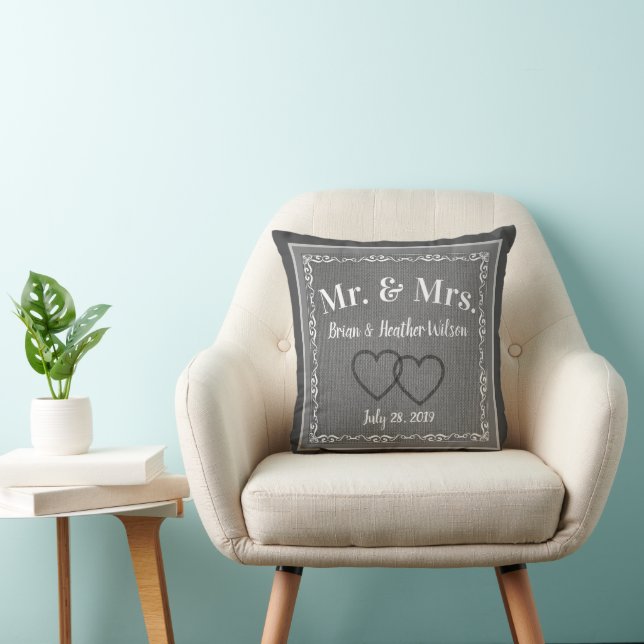Mr and Mrs Keepsake Throw Pillow (Chair)