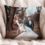 Mr. and Mrs. Love Wedding Photo Throw Pillow<br><div class="desc">Celebrate your love with our Mr. and Mrs. Love Wedding Photo Throw Pillow,  featuring two personalized photos and an elegant design. This custom pillow is perfect for newlyweds or a wedding anniversary,  showcasing your favourite wedding moments and adding a special touch to your home décor!</div>