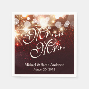 Mr. and Mrs. Luxury Gold Glitter Sparkles Wedding Napkin
