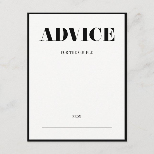 Mr and Mrs Modern Bold Wedding Advice Card (Front)