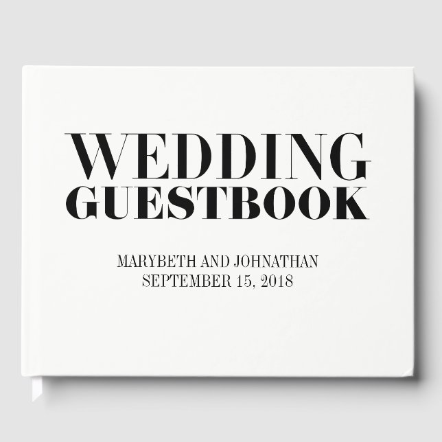 Mr and Mrs Modern Bold Wedding Guest Book (Front)