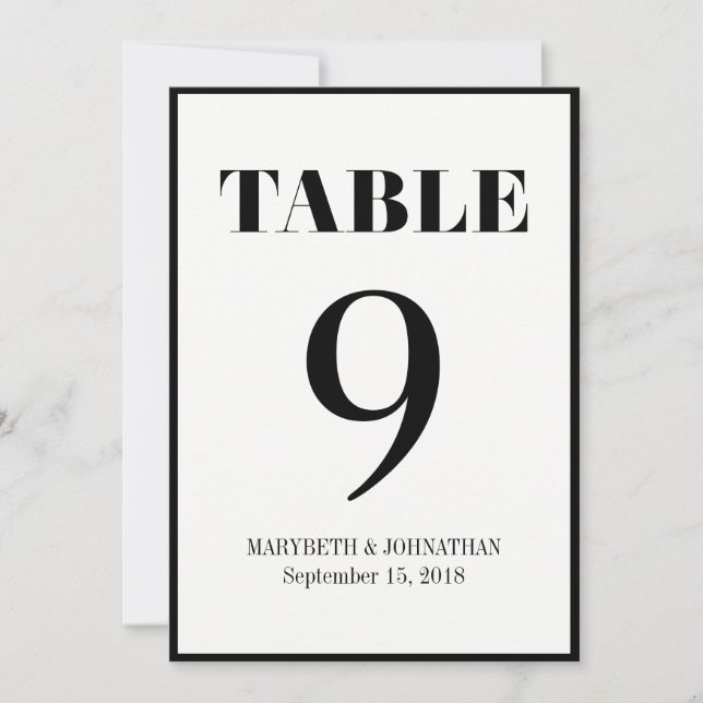 Mr and Mrs Modern Bold Wedding Table Number Card (Front)