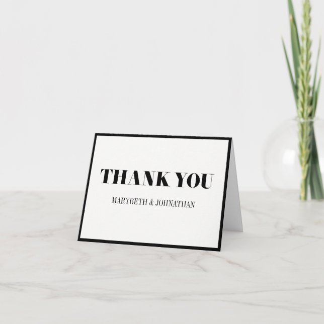 Mr and Mrs Modern Bold Wedding Thank You Card (Front)