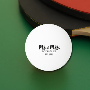 Mr. and Mrs. Modern Brush Font Wedding Gift Ping Pong Ball