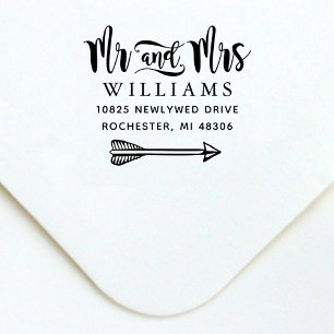 Mr and Mrs Modern Handwritten Script Wedding Self-inking Stamp
