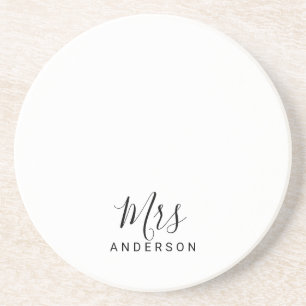 Mr and Mrs   Modern Script Personalized Coaster
