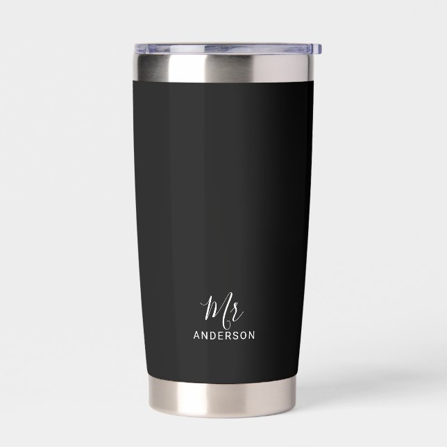 Mr and Mrs | Modern Script Personalized Insulated Tumbler (Left)