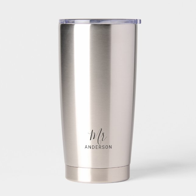 Mr and Mrs | Modern Script Personalized Insulated Tumbler (Left)