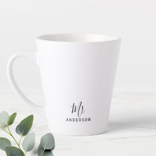 Mr and Mrs   Modern Script Personalized Latte Mug