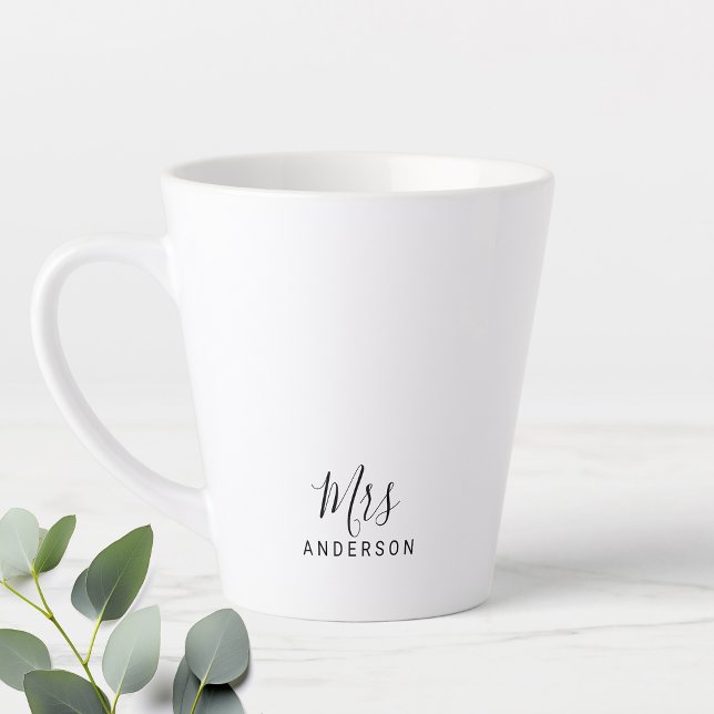 Mr and Mrs | Modern Script Personalized Latte Mug (Creator Uploaded)
