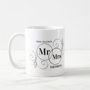 mr and mrs monogram coffee mug