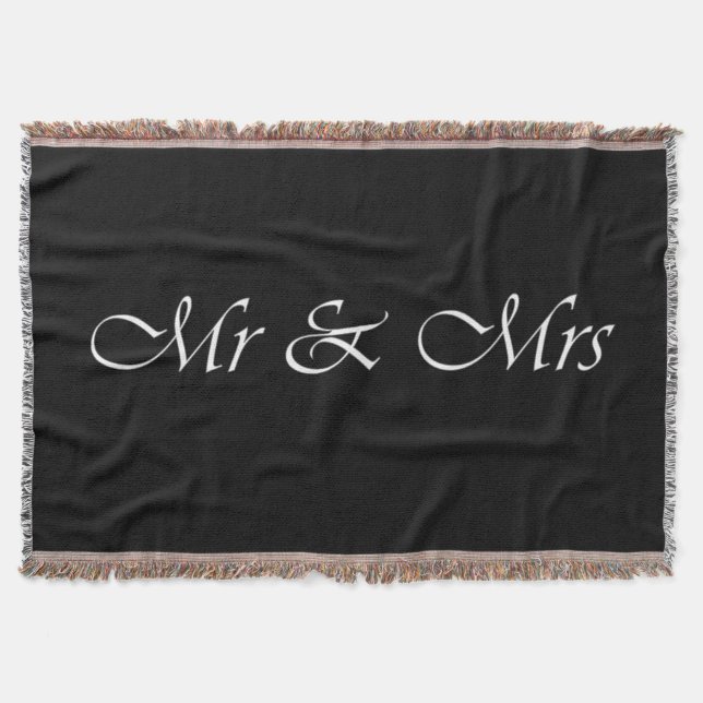 Mr and Mrs Monogram Throw Blanket (Front)
