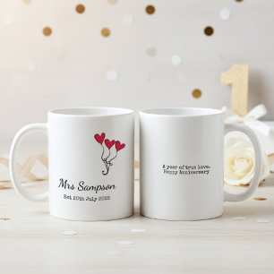 Mr And Mrs Mugs 1st Wedding Anniversary Keepsake